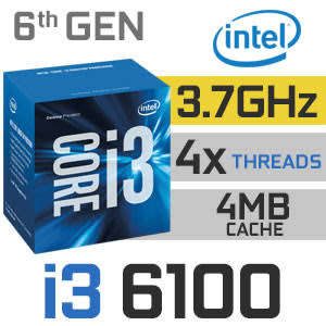 Intel Core i3-6100 3.7 GHz Dual Core 14nm Skylake Socket LGA1151 (Free ddr4 4Gb Ram included)