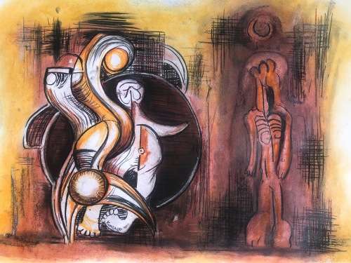 RARE!!! PASTELS ON PAPER BY SYDNEY KUMALO. A MUST HAVE!!!