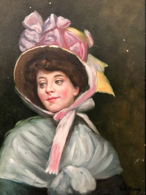 AN OIL ON CANVAS LAYED DOWN ON BOARD SIGNED E D MANET