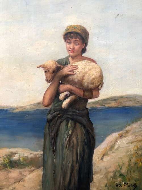 AN OILS ON CANVAS LAYED DOWN ON BOARD SINGED E D MANET