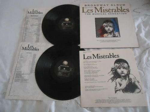 LES MISERABLES- BROADWAY ALBUM -IMPORTED USA 1986 GEFFEN DOUBLE STEREO GATEFOLD LP SET+INNER SLEEVES