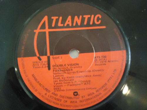 FOREIGNER "DOUBLE VISION B/W LONELY CHILDREN" 1978 ATLANTIC SEVEN SINGLE