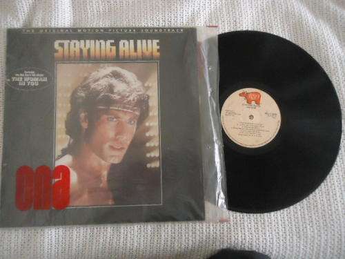 SOUNDTRACK "STAYING ALIVE" WITH BEES SONGS"1983 STEREO GATEFOLD LP+PLASTIC COVER-EXC