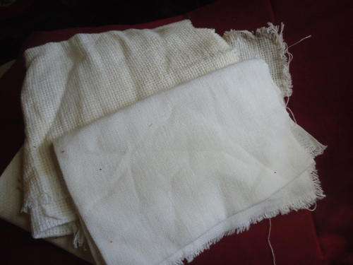 3 PIECES OF WHITE FABRIC FOR EMBROIDERY OR COUNTED WORK- Unused and supplied in a plastic packet