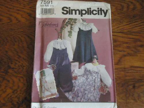 SIMPLICITY PATTERNS 7591 -"HEIRLOOM " SIZE AA  AGE 2 - 4 - COMPLETE + UNCUT