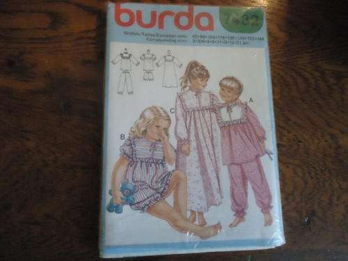 BURDA PATTERNS 7432 SIZES: 3 YRS + 3/4 YRS +4 YRS + 6 YRS + 7 YRS + 10 YRS+ 12 YRS + 11 JR - SEALED