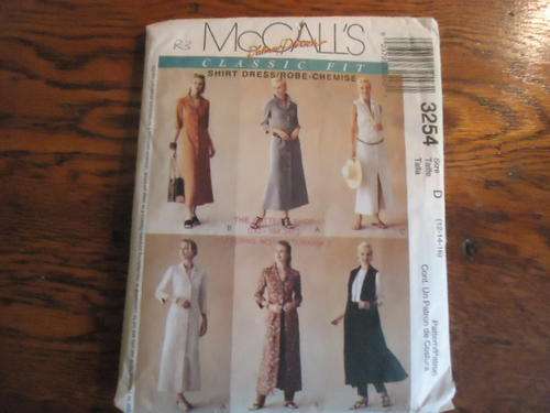 McCALL'S PATTERNS 3254 COMPLETE  SIZE D = 12 + 14 + 16