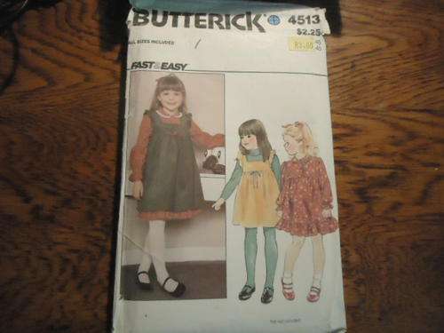 BUTTERICK PATTERNS 4513-  CHILDREN SIZES 3 - 6X - COMPLETE