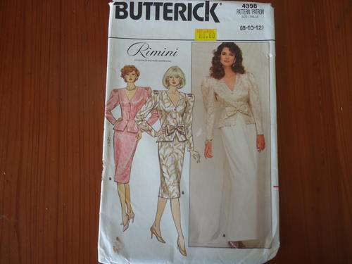 BUTTERICK  PATTERNS 4398  SIZES 8 + 10 + 12 - COMPLETE