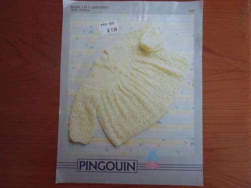 PINGOUIN PATTERN NUMBER 1116 BABY LEMON MATINEE JACKET 3 AND 4 PLY  SIZE 45 - 50 cm