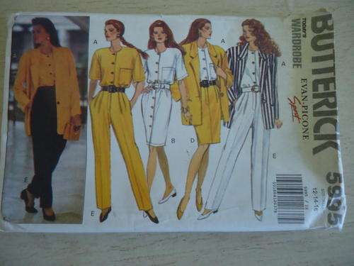 BUTTERICK PATTERNS  5995 SIZE A = 12 +  14 + 16  COMPLETE AND UNCUT