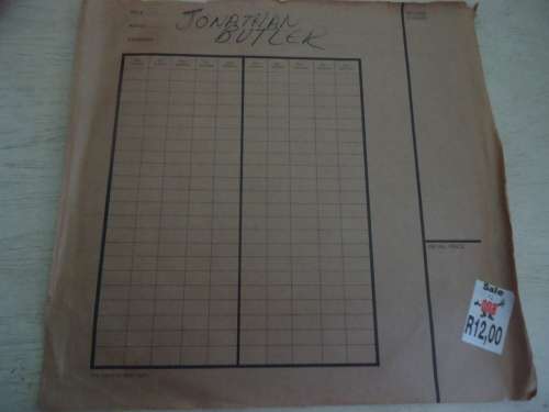 "JONATHAN BUTLER - SELF ITLED" SUPPLIED IN CNA PAPER SLEEVE - 1985 JIVE AFRIKA STEREO LP