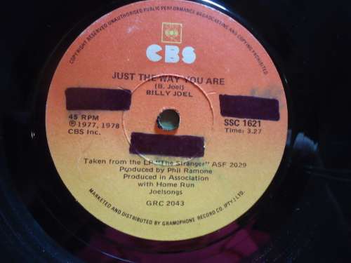 BILLY JOEL "JUST THE WAY YOU ARE B/W GET IT RIGHT THE FIRST TIME" 1978 CBS SEVEN SINGLE