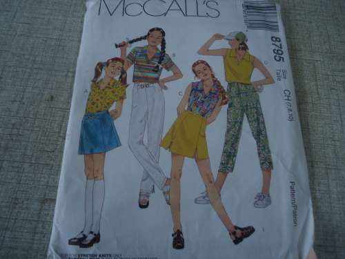 McCALL'S  PATTERN - 8795  SIZE CH = child size 7+ 8 + 10 - COMPLETE AND UNCUT