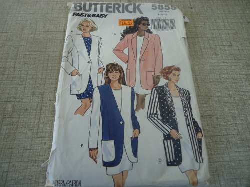 BUTTERICK  PATTERN 5855  SIZE = 8 + 10 + 12 - COMPLETE