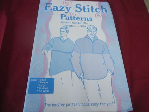 EASY STITCH PATTERN P019 MEN'S TRACKSUIT TOP VARIATION SIZES SMALL, MED, L, XL AND XXL COMPLETE