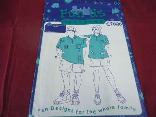 FUN US PATTERN CT026 - ADULT COLLARED T-SHIRT - SIZES: SMALL, MED, L, XL COMPLETE