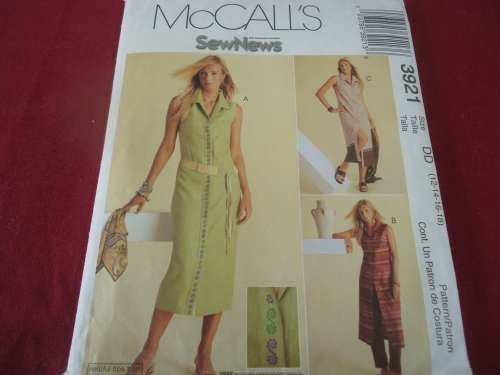 McCALL'S PATTERNS 3921 -  SIZE DD = 12 + 14 + 16 + 18 COMPLETE AND UNCUT