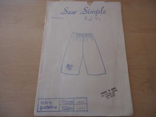 SEW SIMPLE PATTERNS - BAGGIES - 5 - 6 YEARS