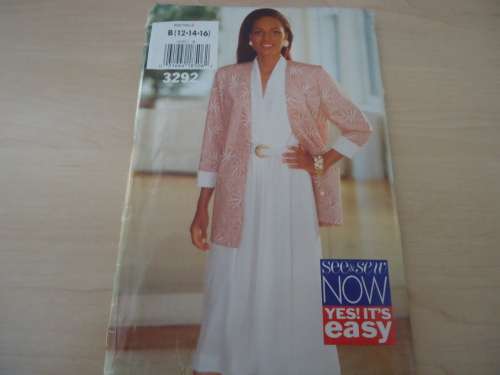 BUTTERICK  "SEW & SEW" PATTERN  3292  SIZES B= 12 + 14 + 16 -   COMPLETE & UNCUT