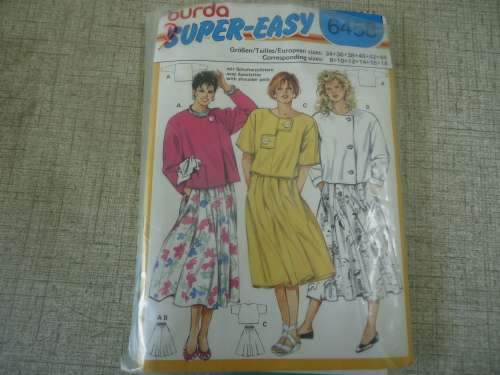 BURDA "SUPER EASY" PATTERN 6458 SIZES=134+ 36+ 38 + 40 + 42 + 44 COMPLETE