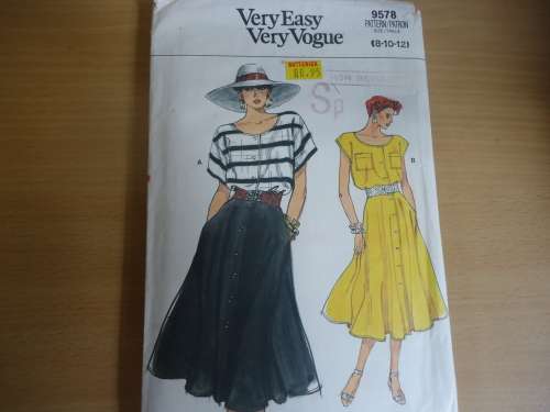 VERY EASY - VERY VOGUE PATTERNS 9578 -  SIZES 8 + 10  + 12  COMPLETE