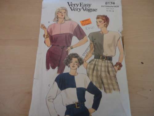 VERY EASY VERY VOGUE  PATTERNS 8174-  SIZES 14 +16 + 18 COMPLETE & UNCUT