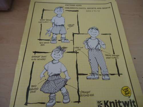 KNITWIT PATTERN 4200 -CHILDREN'S PANTS, SHORTS AND SKIRTS  -SIZES 2 - 12  COMPLETE
