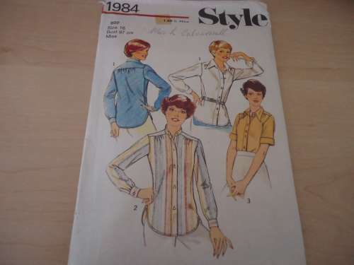 STYLE PATTERNS 1984 Blouse / Shirt MISS SIZE 16 BUST 97 CM OR 38"  COMPLETE