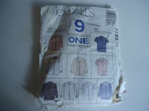 McCALL'S PATTERNS 7728  SIZE F = 16 + 18 + 20  COMPLETE