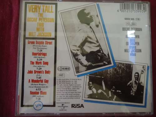 JAZZ OSCAR PETERSON - OSCAR PETERSON TRIO WITH MILT JACKSON - VERY TALL -   CD
