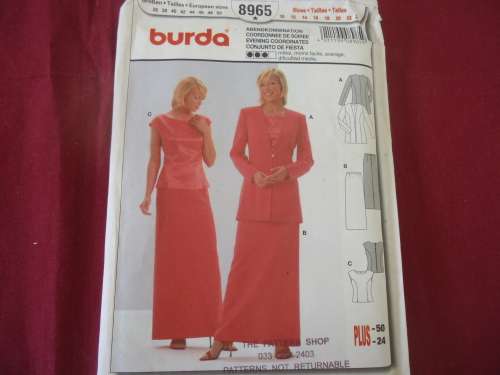 BURDA PATTERNS 8965 SIZES  10 + 12 _+ 14 + 16 + 18  + 22 + 24 COMPLETE & UNCUT