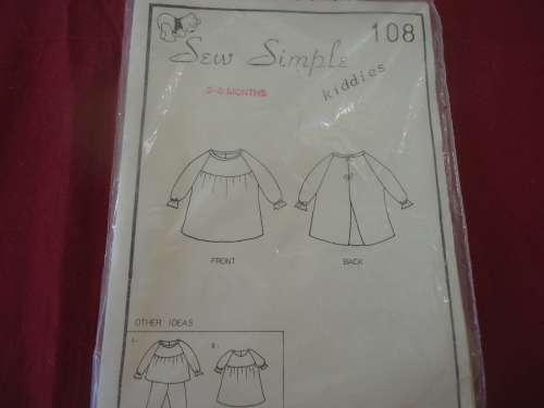 SEW SIMPLE PATTERNS NUMBER 108  BABY OUTFIT"  AGE 3 - 6 MONTHS