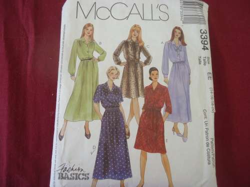 McCALL'S PATTERNS 3394 SIZE EE = 14 + 16 + 18 + 20  COMPLETE & UNCUT