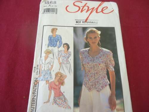 STYLE PATTERNS 1868 SIZE A  6 - 18 COMPLETE PATTERN