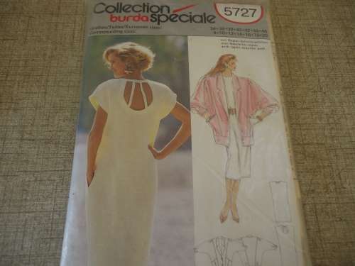 BURDA PATTERNS 5727 SIZES  8 + 10 + 12 + 14 + 16 + 18 + 20 COMPLETE
