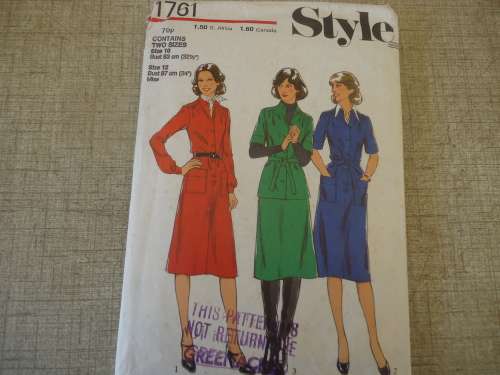 STYLE PATTERNS 1761 SIZES 10 + 12  COMPLETE