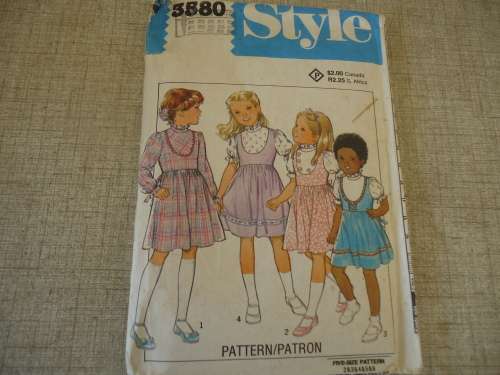 STYLE PATTERNS 3580 CHILD SIZE 2 +  3 + 4 + 5 + 6 - COMPLETE