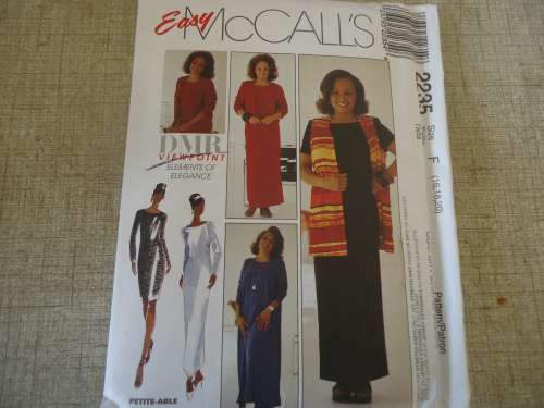 McCALL'S  PATTERNS  2235 SIZE F = 16 + 18 + 20- COMPLETE AND UNCUT