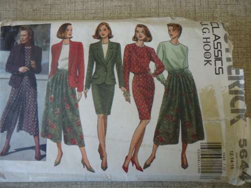 BUTTERICK  PATTERN 5644 CULOTTES/SKIRT/JACKET SIZES 12 +  14 + 16   - Complete
