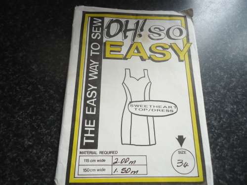 OH SO EASY  PATTERN  "SWEETHEART TOP/DRESS" SIZES 34"