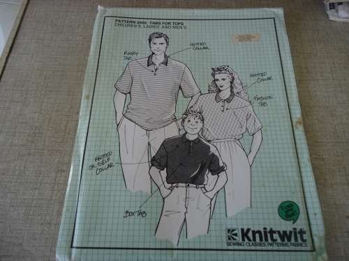 KNITWIT PATTERN 3500 - TABS FOR TOPS- CHILDREN'S, LADIES' AND  MEN'S  -SIZES 2 TO 117-  COMPLETE