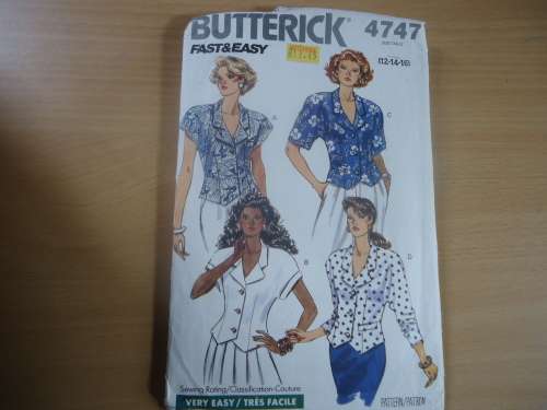 BUTTERICK  PATTERNS 4747  SIZES 12 +14 + 16 COMPLETE