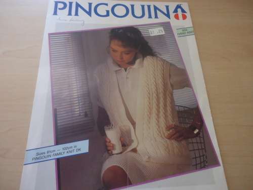 PINGOUIN #833 CABLED GILET - SIZES 81 - 102CM  BUST