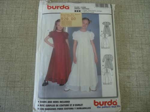 BURDA PATTERNS 2621 -PRETTY GIRLS DRESS  SIZES  7 + 8 + 9 + 10 + 11 + 12 COMPLETE & UNCUT
