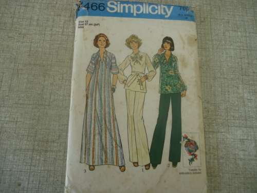 1970'S SIMPLICITY PATTERNS 7466 MISS SIZE 12 BUST 34" OR 87 cm COMPLETE