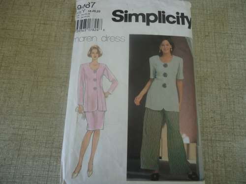 SIMPLICITY PATTERNS 9487 LADIES SUIT  SIZE = Y = 18 + 20 + 22 COMPLETE