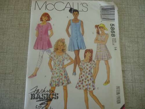 McCALL'S PATTERNS 5868 TEENAGE DRESS SIZE 14-COMPLETE & UNCUT