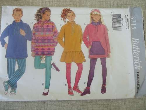 BUTTERICK  PATTERNS 3715  KID'S TRACKSUIT  SIZES 7 + 8 + 9 + 10 + 11 + 12 + 13 + 14 YEARS  COMPLETE