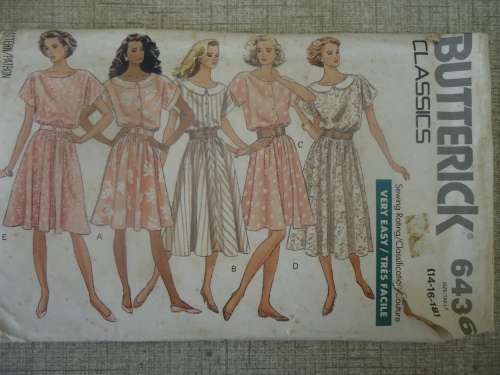 BUTTERICK  PATTERNS 6436 DRESS SIZE 14 + 16 + 18  COMPLETE